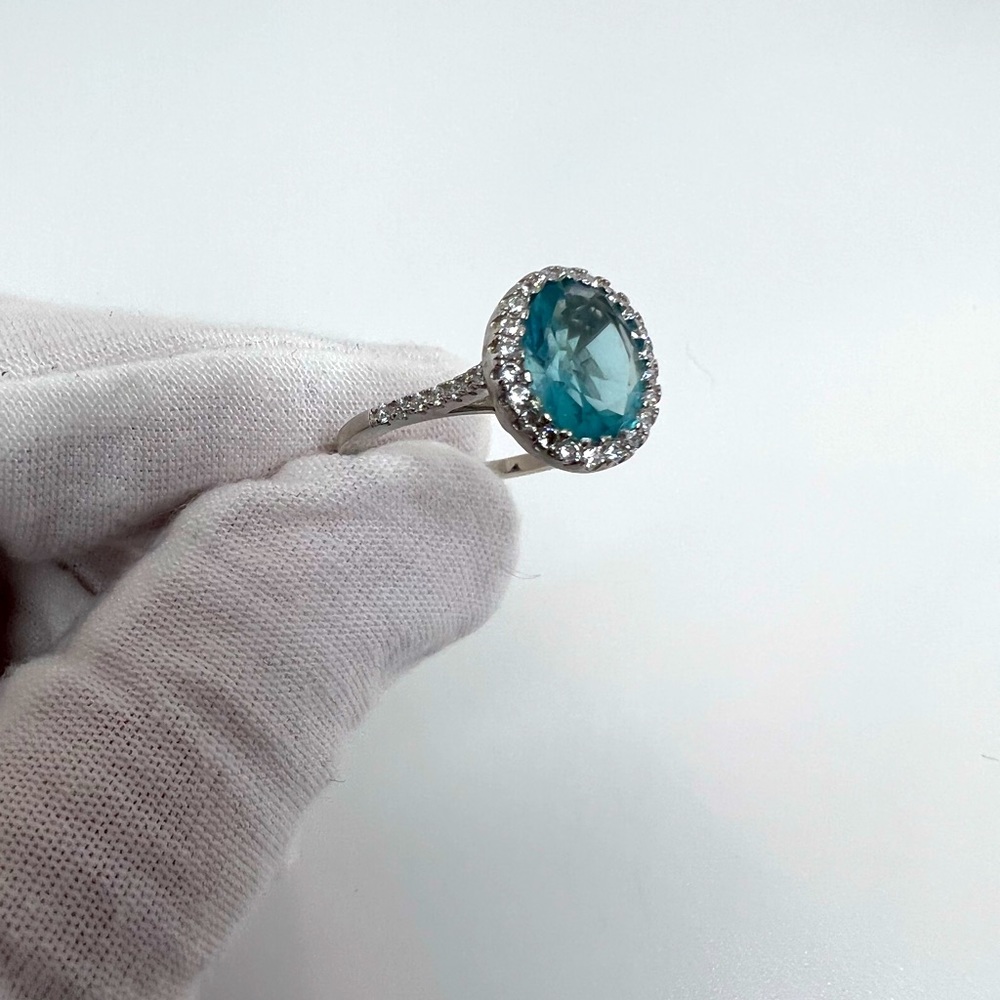 Sale $16 Firm! 925 Sterling Silver Aquamarine Cz Ring - Picture 15 of 17